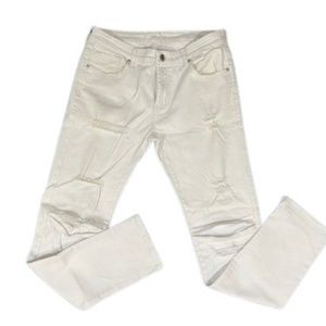 White Distressed Slim Denim